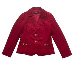 Talbots Women’s Red Stretch Cotton Corduroy Horse Bit Blazer Size 4